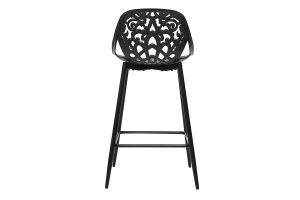 Tabourets de bar design avec motif baroque noir H66 cm (lot de 2) BAROCCA