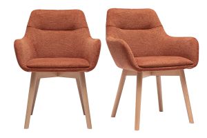 Sedie in tessuto effetto velluto texturizzato terra bruciata e legno chiaro (set di 2) ALESS