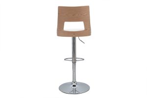 Tabouret de bar réglable pivotants 360° blanc et bois clair GARBO