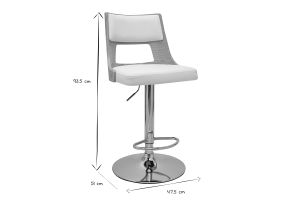 Tabouret de bar réglable pivotants 360° blanc et bois clair GARBO