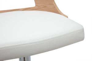Tabouret de bar réglable pivotants 360° blanc et bois clair GARBO