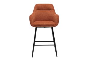 Tabourets de bar pivotants 360° en tissu effet velours texturé terre brûlée et métal H65.5 cm (lot de 2) ALESS