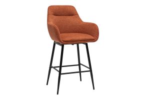 Tabourets de bar pivotants 360° en tissu effet velours texturé terre brûlée et métal H65.5 cm (lot de 2) ALESS