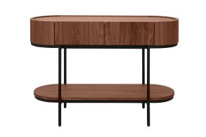 Console design avec tiroirs en bois foncé noyer et métal noir L110 cm SKYE