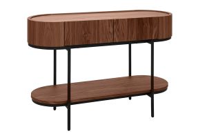 Console design avec tiroirs en bois foncé noyer et métal noir L110 cm SKYE