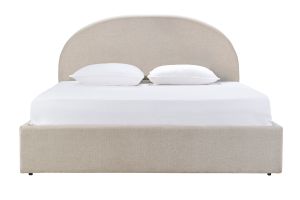 Lit coffre 2 places 160x200 cm en tissu beige OREN