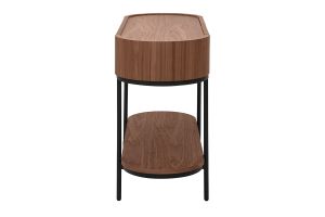Console design avec tiroirs en bois foncé noyer et métal noir L110 cm SKYE