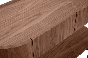 Console design avec tiroirs en bois foncé noyer et métal noir L110 cm SKYE