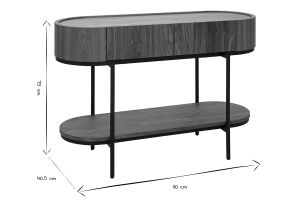 Console design avec tiroirs en bois foncé noyer et métal noir L110 cm SKYE