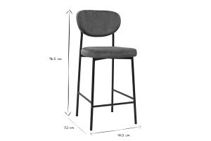 Tabourets de bar fixes en tissu velours côtelé vert kaki H65 cm (lot de 2) BREKA