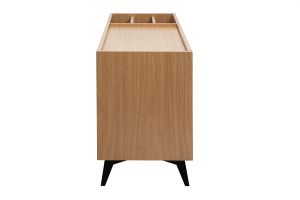 Buffet de rangement vinyles en bois clair finiton chêne et métal noir L140 cm SEDA