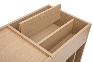 Buffet de rangement vinyles en bois clair finiton chêne et métal noir L140 cm SEDA
