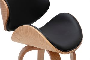 Tabouret de bar pivotant noir et bois clair 65 cm WALNUT