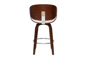 Tabouret de bar pivotant blanc et bois foncé 65 cm WALNUT