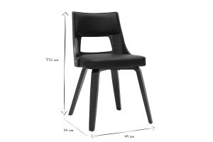 Sedia vintage nera e legno scuro GARBO