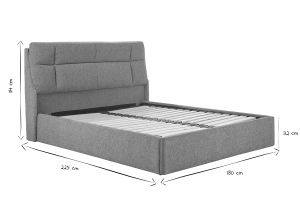 Lit coffre 2 places 160x200 cm en tissu texturé taupe HONO