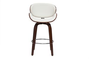 Tabouret de bar pivotant blanc et bois foncé 65 cm WALNUT