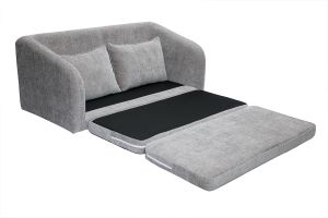Canapé convertible 2 places en tissu effet velours texturé gris MAHAUT