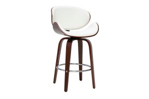 Tabouret de bar pivotant blanc et bois foncé 65 cm WALNUT
