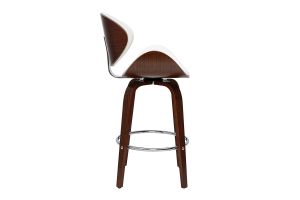 Tabouret de bar pivotant blanc et bois foncé 65 cm WALNUT