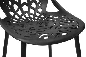 Tabourets de bar design avec motif baroque noir H66 cm (lot de 2) BAROCCA