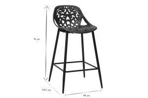 Tabourets de bar design avec motif baroque noir H66 cm (lot de 2) BAROCCA