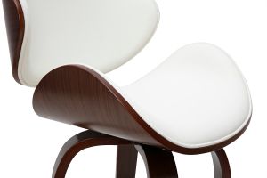Tabouret de bar pivotant blanc et bois foncé 65 cm WALNUT