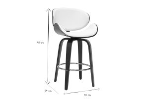 Tabouret de bar pivotant blanc et bois foncé 65 cm WALNUT