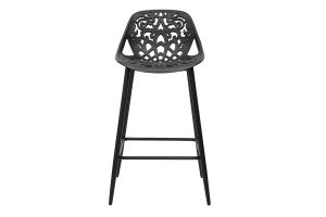 Tabourets de bar design avec motif baroque noir H66 cm (lot de 2) BAROCCA