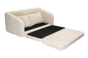 Canapé convertible 2 places en tissu effet velours texturé beige MAHAUT