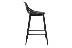 Tabourets de bar design avec motif baroque noir H66 cm (lot de 2) BAROCCA