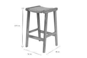 Sgabelli da bar etnici da esterno in legno massello di teak e intreccio di rattan H66 cm (set di 2) GAWA