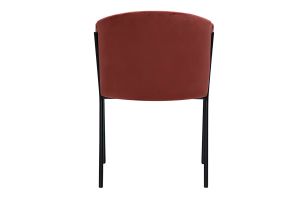 Chaise design en tissu velours rouge tomette et métal noir BRIANE