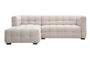 Canapé d'angle gauche design 3 places en tissu effet velours texturé beige CORTO