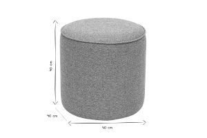 Pouf rond en tissu gris clair D40 cm PAUL