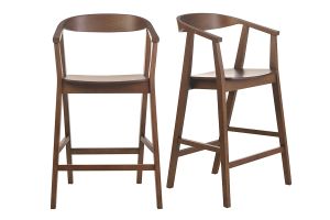Sgabelli da bar scandinavi in legno scuro (set di 2) BAHIA