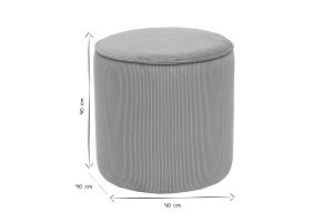 Pouf rond en tissu velours côtelé jaune curry D40 cm PAUL