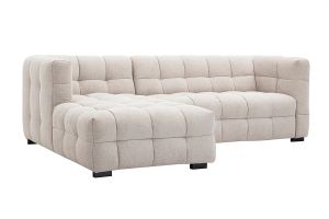 Canapé d'angle gauche design 3 places en tissu effet velours texturé beige CORTO