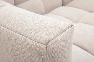Canapé d'angle gauche design 3 places en tissu effet velours texturé beige CORTO