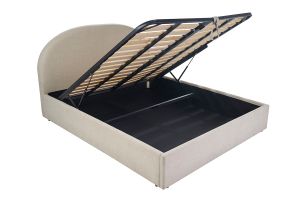Lit coffre 2 places 160x200 cm en tissu beige OREN