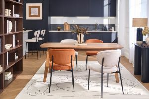 Chaises en tissu velours côtelé terre brûlée et métal noir (lot de 2) BREKA