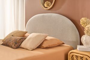 Lit coffre 2 places 160x200 cm en tissu beige OREN