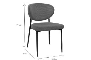 Chaises en tissu velours côtelé terre brûlée et métal noir (lot de 2) BREKA