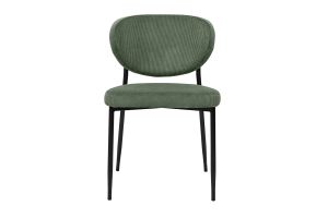Chaises en tissu velours côtelé vert kaki et métal noir (lot de 2) BREKA