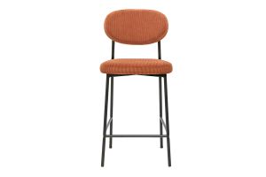Tabourets de bar fixes en tissu velours côtelé terre brûlée H65 cm (lot de 2) BREKA