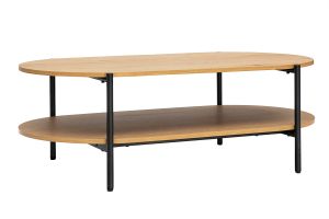Table basse ovale finition bois clair chêne et métal L115 cm BRUNA