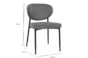 Chaises en tissu velours côtelé vert kaki et métal noir (lot de 2) BREKA