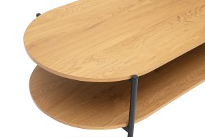 Table basse ovale finition bois clair chêne et métal L115 cm BRUNA