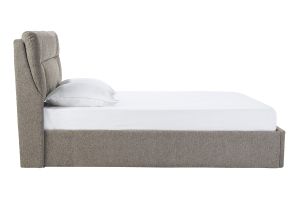 Lit coffre 2 places 160x200 cm en tissu texturé taupe HONO