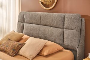 Lit coffre 2 places 160x200 cm en tissu texturé taupe HONO